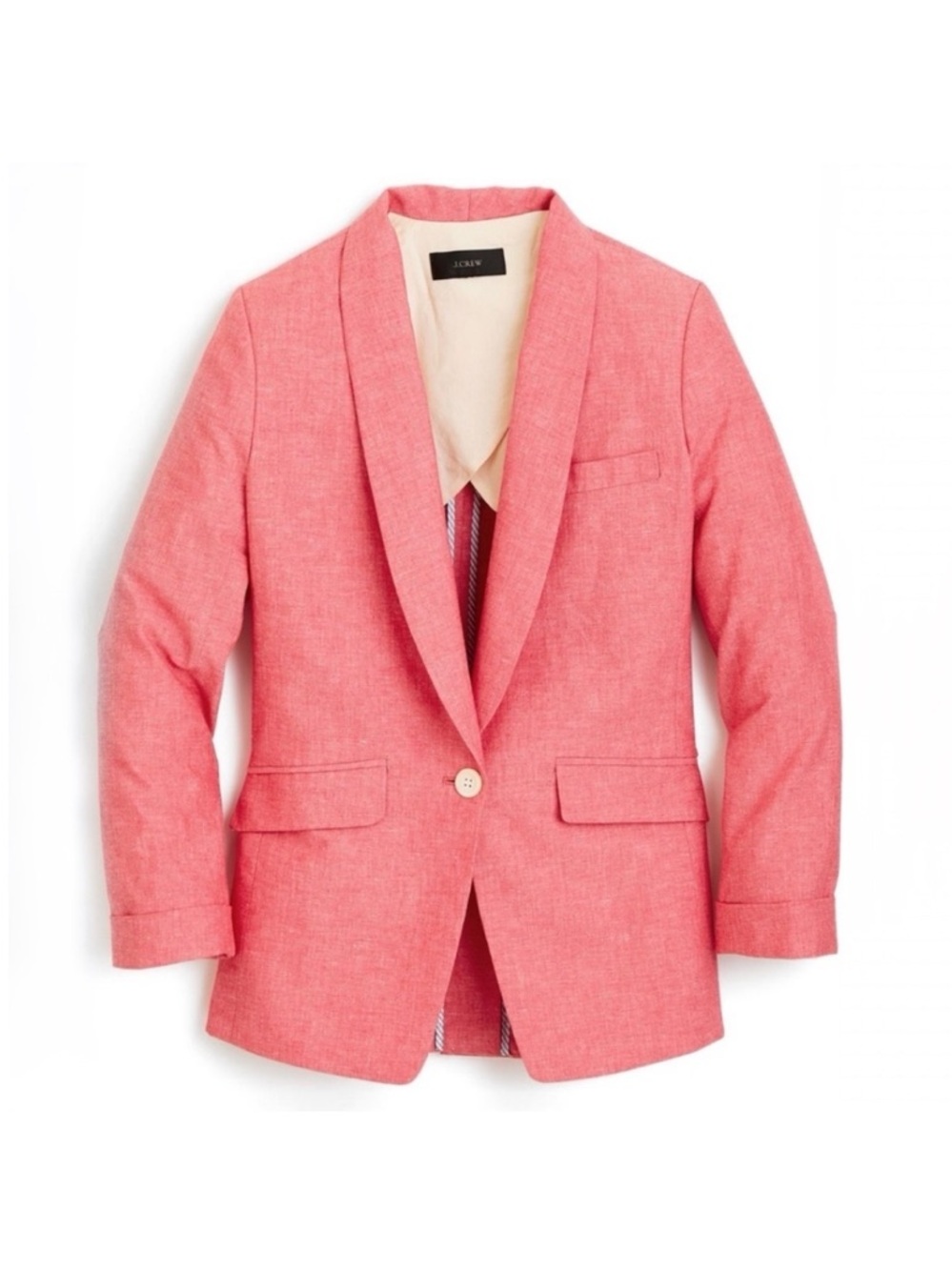 J.Crew Cotten Linen Blend Pink Coral Blazer Size 6